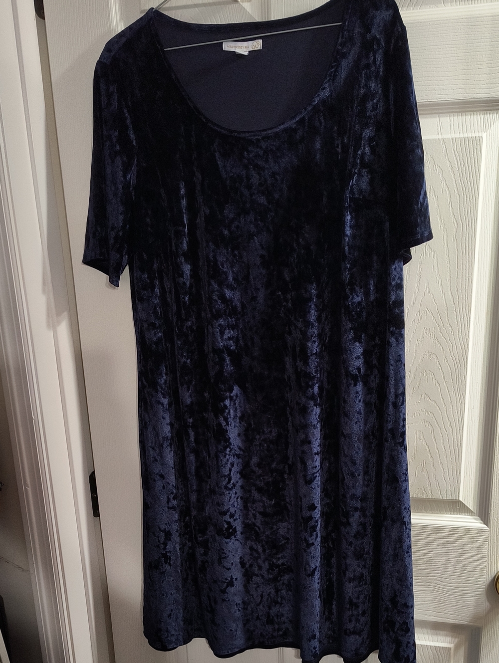 Westport Woman Velvet Scoop Neck Dress - Navy